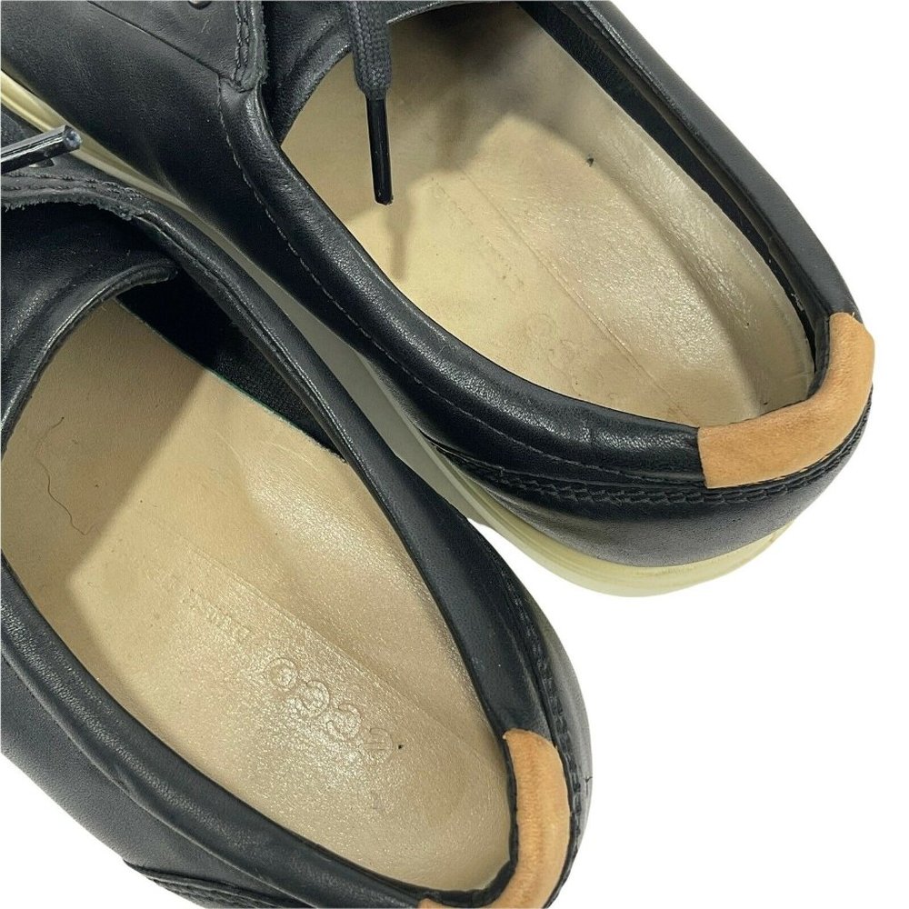 ECCO Shoes Mens Sz 10.5 Black Sneaker Luxury Soft Leather Danish Design Comfort - Picture 6 of 9